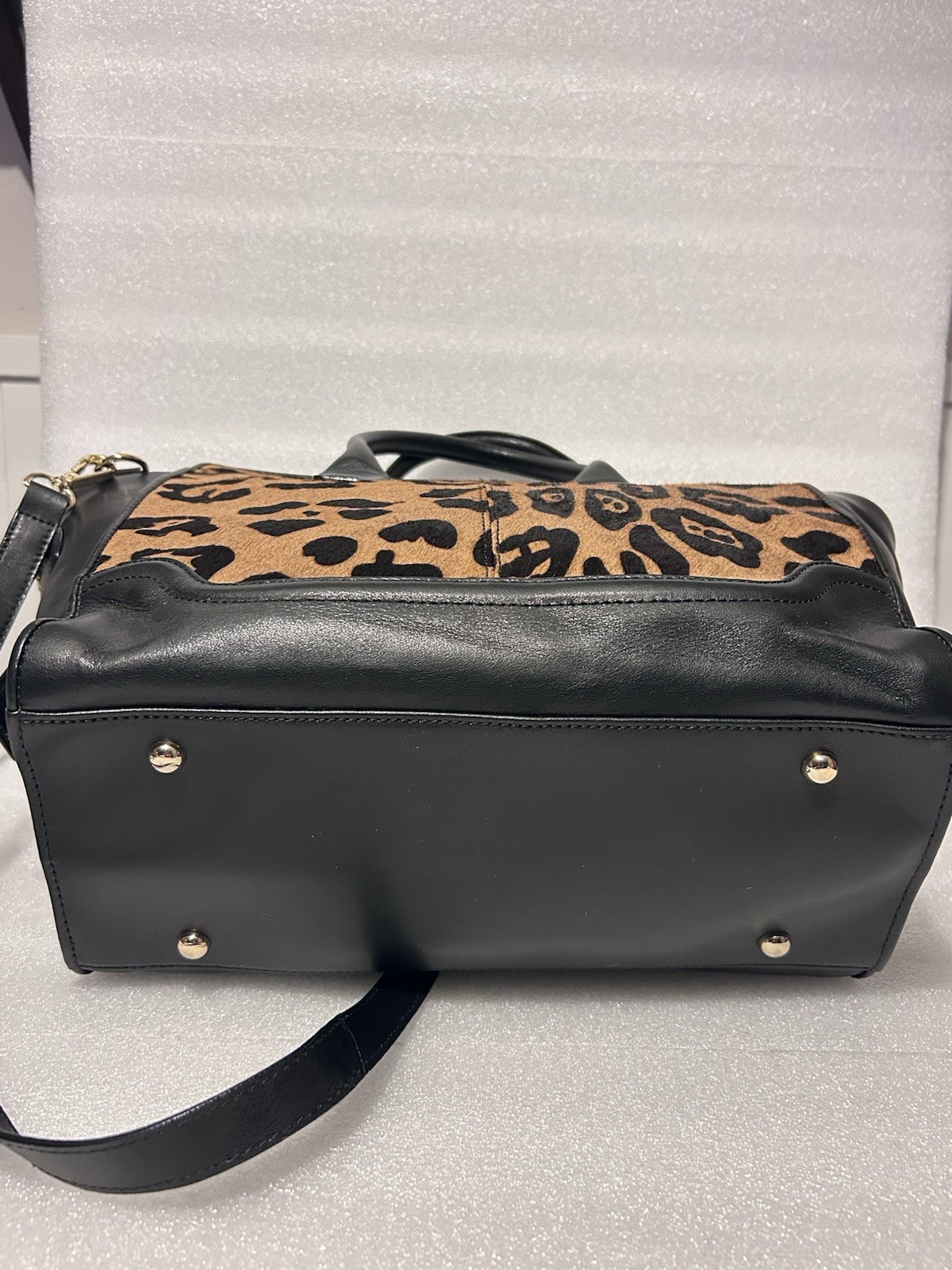 Antonio Melani “Tech” Calf Hair Satchel Tote Leather Trim & Shoulder Strap
