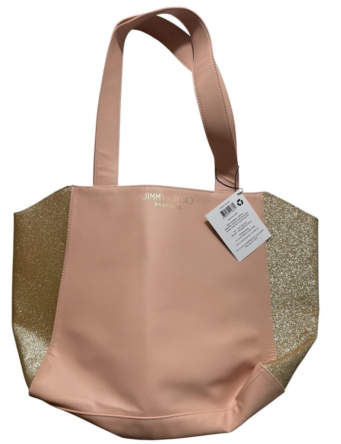 Jimmy Choo Parfums Light Pink & Glitter Gold Tote Bag