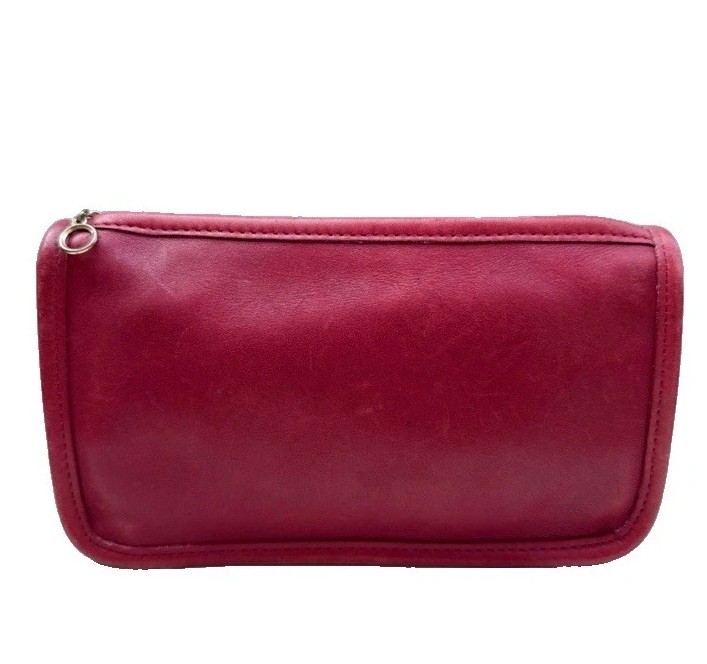 Coach Chunky Case Clutch Red Leather Cosmetic Pouch Bag Vintage # 7165