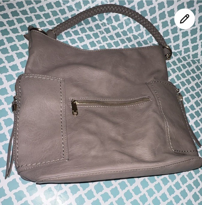 MIZTIQUE Grace Hobo Motty Gray Faux Leather Shoulder Bag Purse Braided Handle