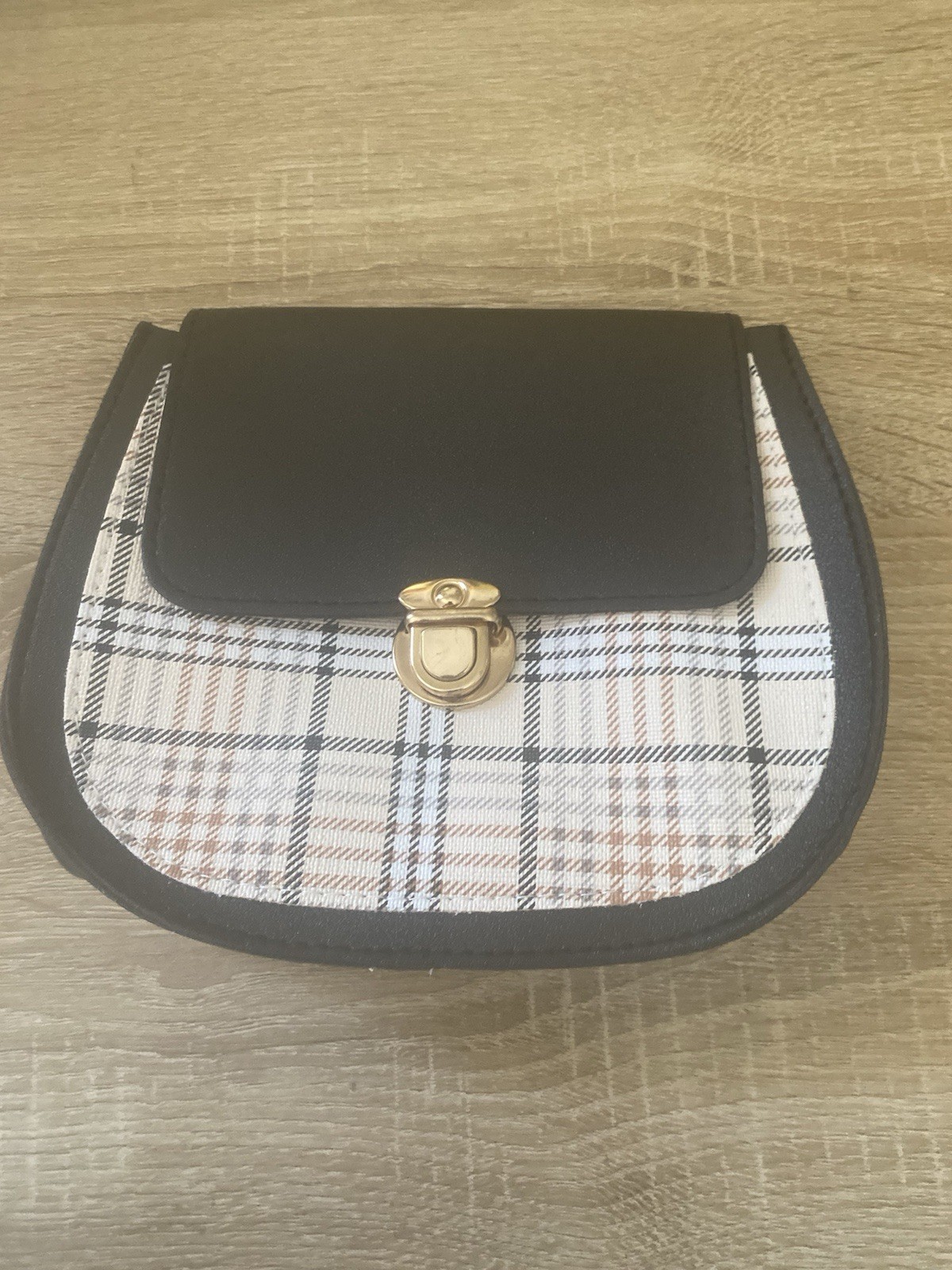 Black & Beige Plaid Small Clutch Purse