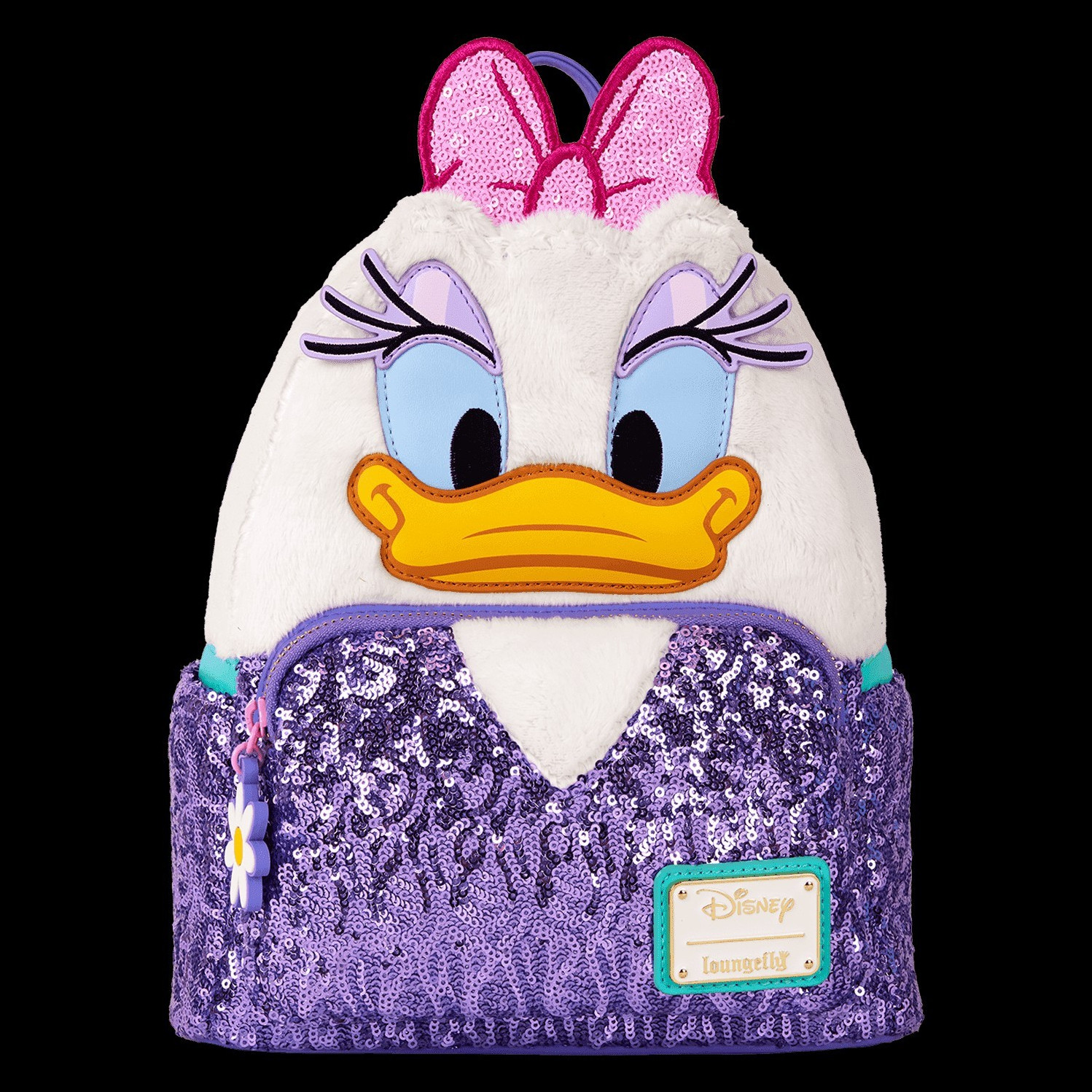 NWT Loungefly Disney Daisy Duck 85th Anniv Sequin Plush Mini Backpak w/ Wallet!