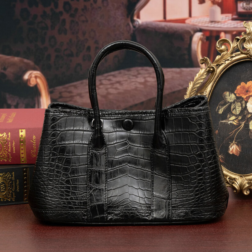 Handcrafted Genuine Croco Belly Skin Leather Handbag Tote Womens Shoulder Bag